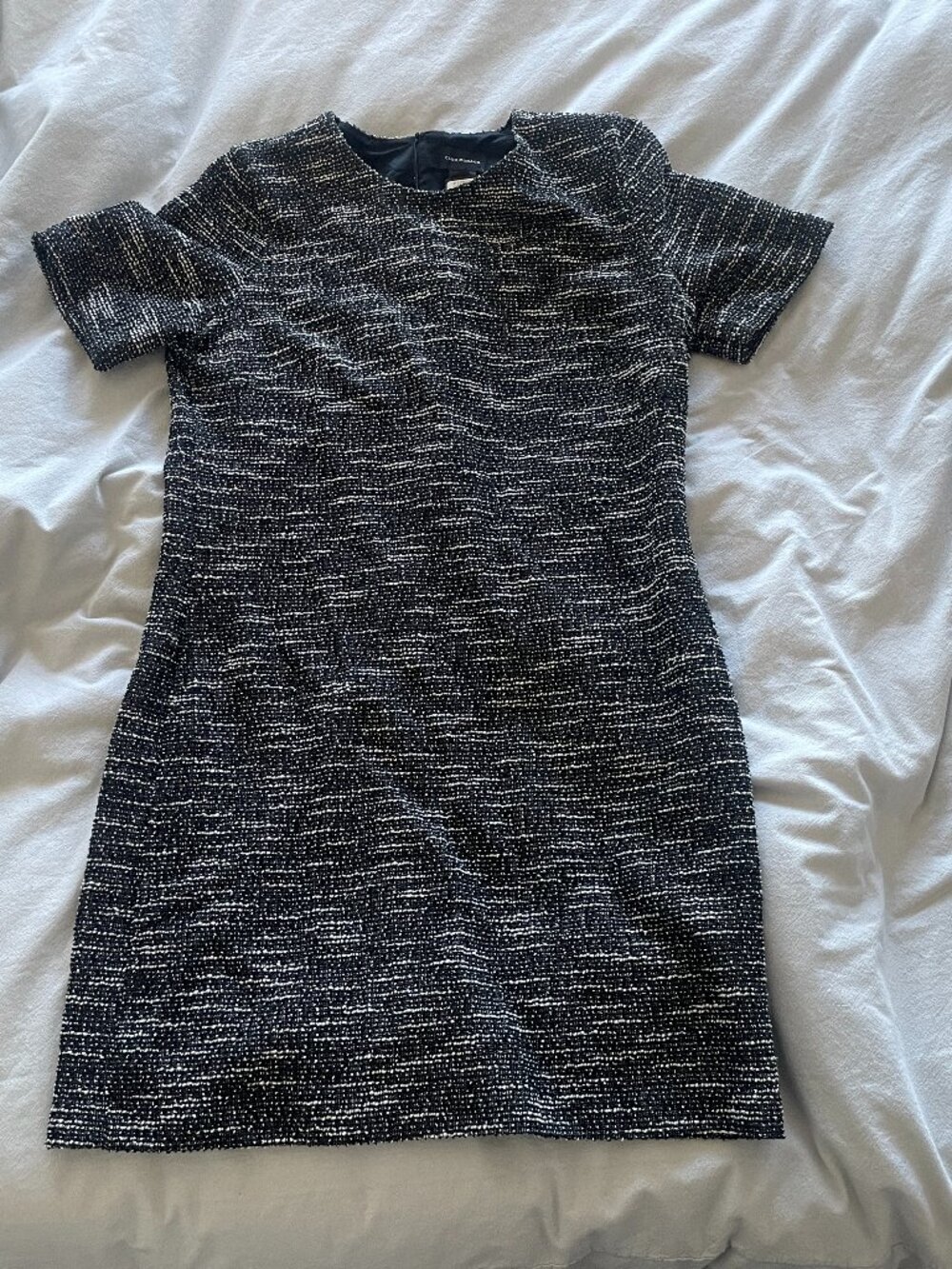 NWT Club Monaco textured tweed short-sleeve lined dress (size L)